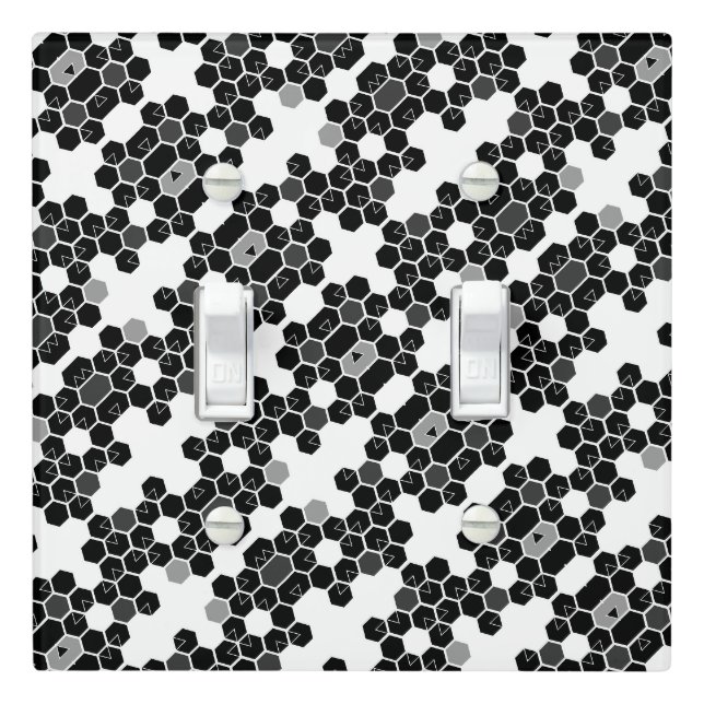 Cute black white hex data patterns light switch cover (In Situ)