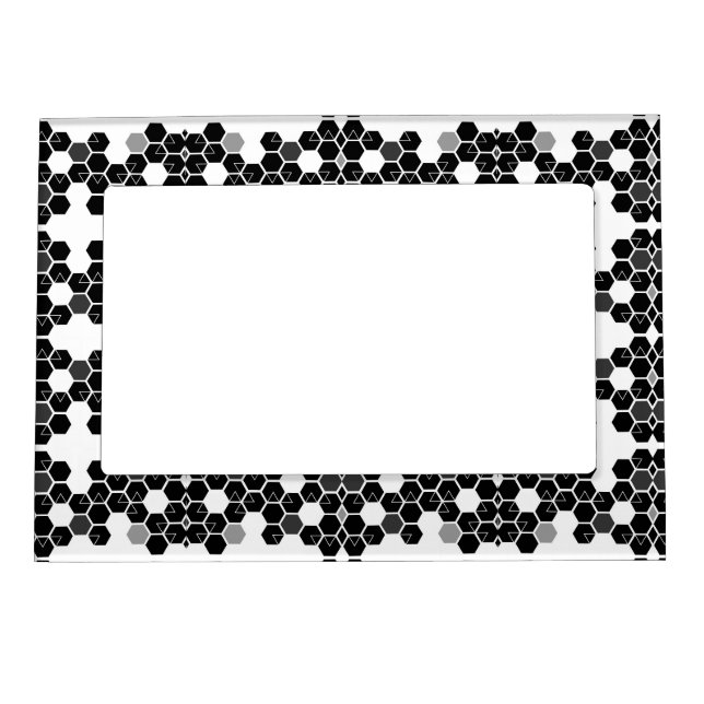 Cute black white hex data patterns magnetic frame (Front)