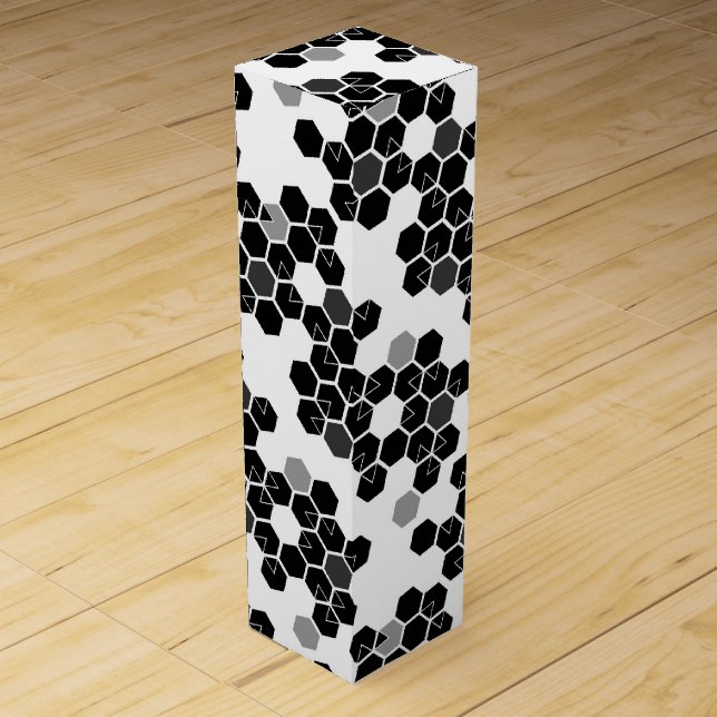 Cute black white hex data patterns wine box (Front)
