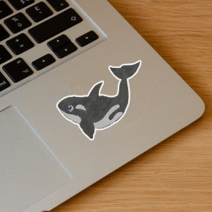 Cute Black White Killer Whale Blue Eyes Sticker
