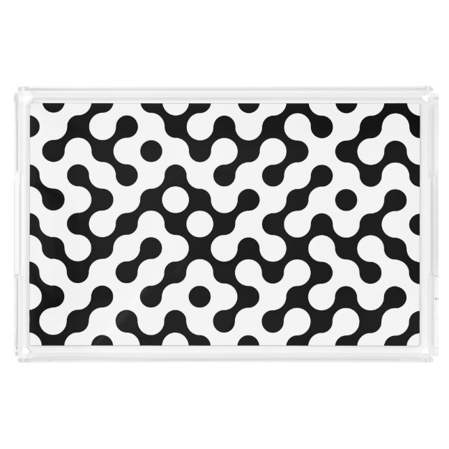 Cute black white labyrinth pattern acrylic tray (Large)