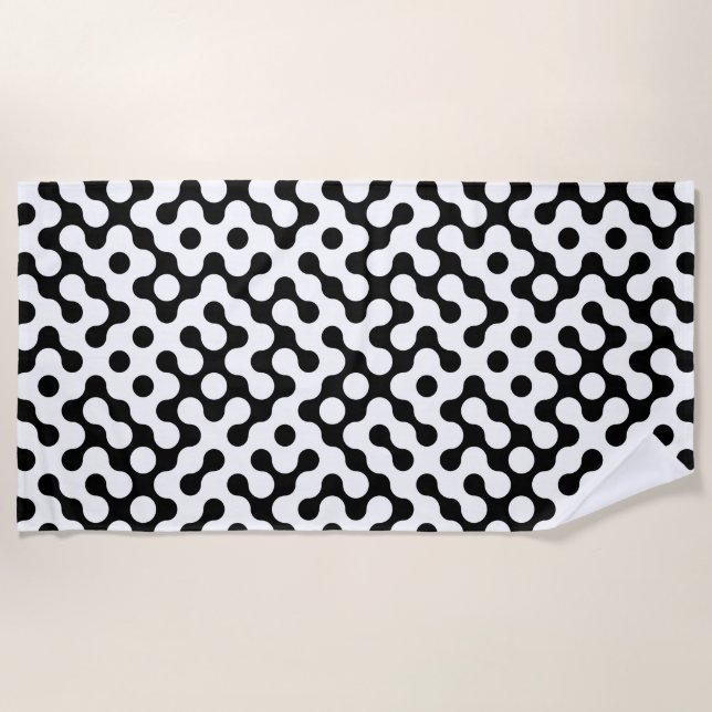 Cute black white labyrinth pattern beach towel (Front)