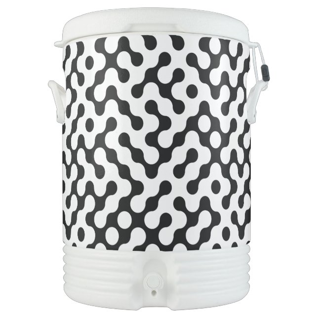 Cute black white labyrinth pattern beverage cooler (Front)