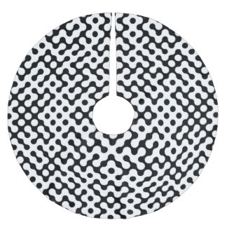 Cute black white labyrinth pattern brushed polyester tree skirt