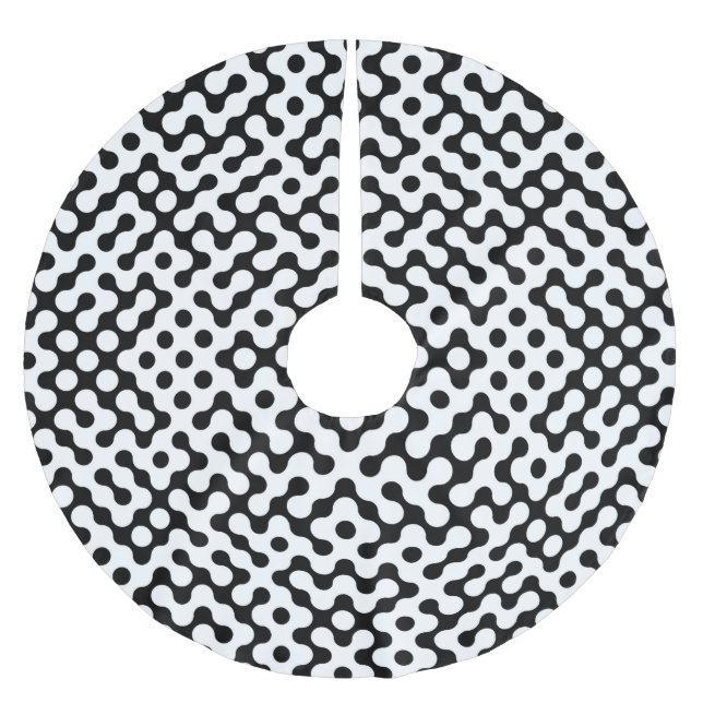 Cute black white labyrinth pattern brushed polyester tree skirt (Front)