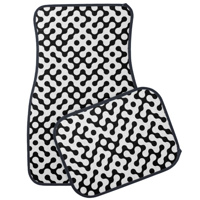 Cute black white labyrinth pattern car floor mat (Set)