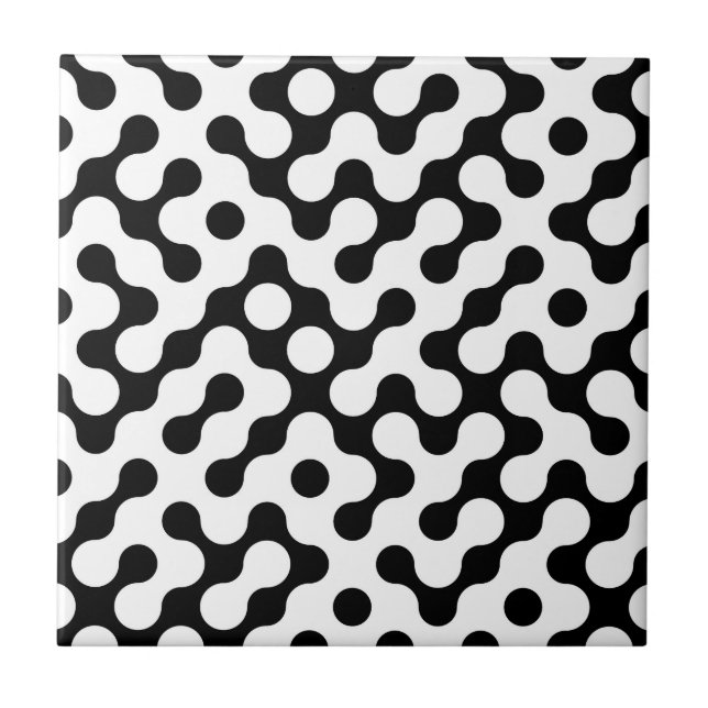 Cute black white labyrinth pattern ceramic tile (Front)