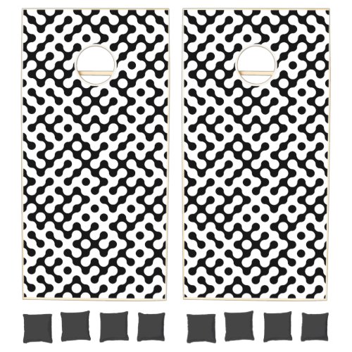 Cute black white labyrinth pattern cornhole set