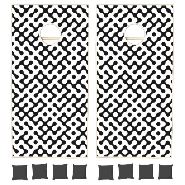 Cute black white labyrinth pattern cornhole set (Set)