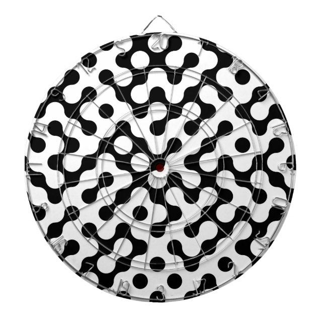 Cute black white labyrinth pattern dart board (Front)