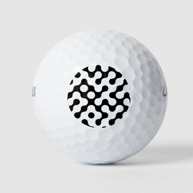 Cute black white labyrinth pattern golf balls (Front)