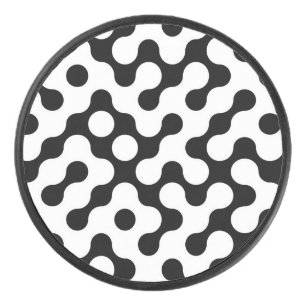 Cute black white labyrinth pattern hockey puck