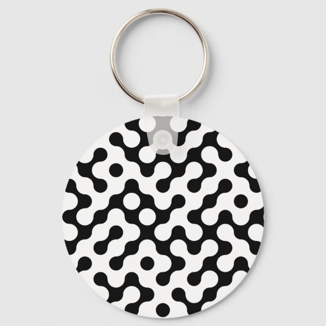 Cute black white labyrinth pattern keychain (Front)