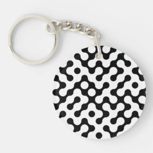 Cute black white labyrinth pattern keychain