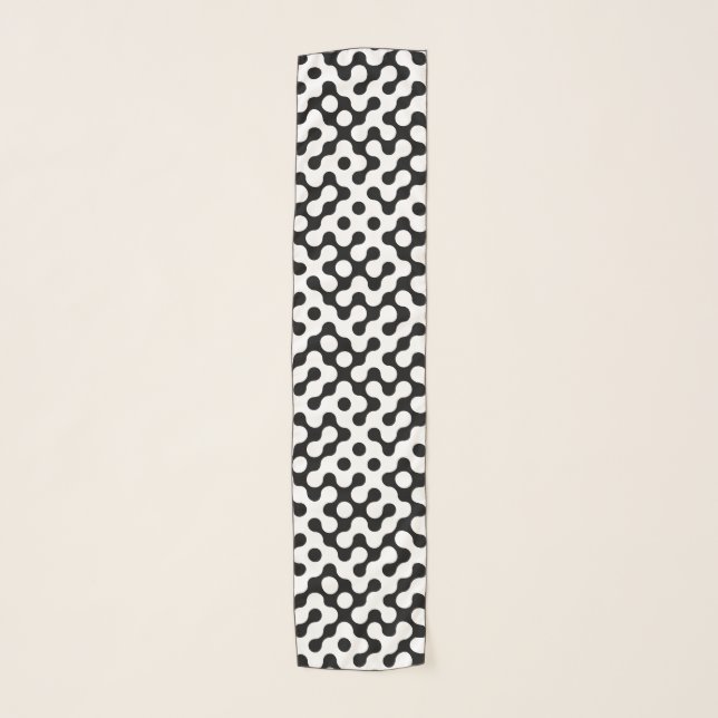 Cute black white labyrinth pattern scarf (Front)