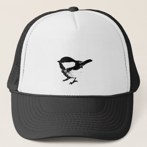 Cute Black White Little Chickadee Bird Wildlife  Trucker Hat