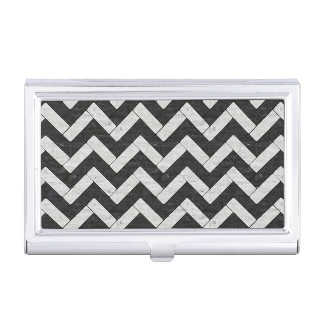 Cute black white marble stripes throw blanket business card case (Front)