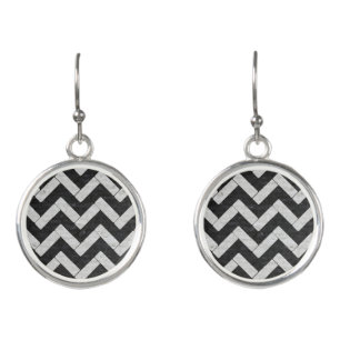 Cute black white marble stripes throw blanket earrings