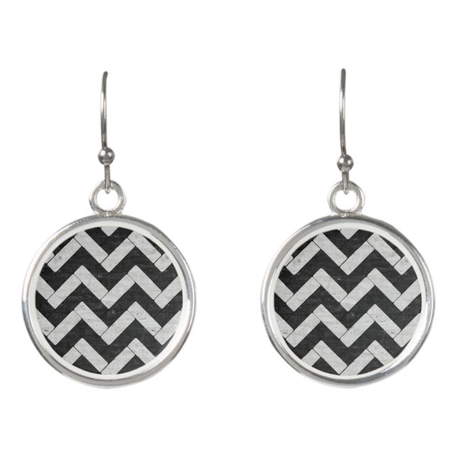Cute black white marble stripes throw blanket earrings (Front)