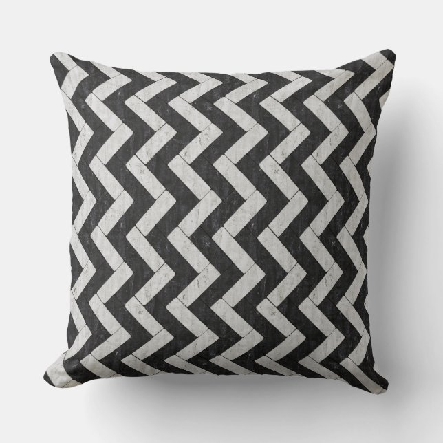 Cute black white marble stripes throw pillow (Front)