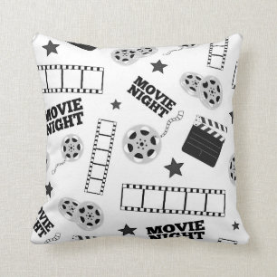 cute black white movie tiled pattern decor throw pillow