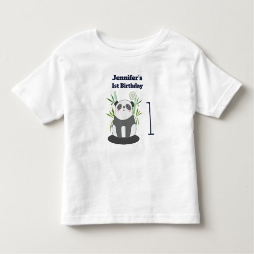 Cute Black  White Panda in Bamboo Birthday Toddler T_shirt