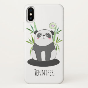 Cute Black & White Panda in Bamboo iPhone X Case