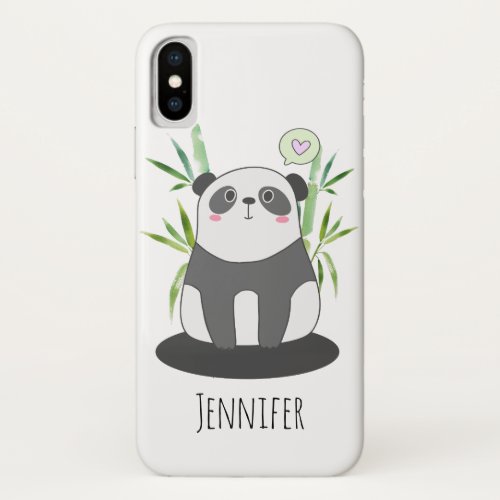 Cute Black  White Panda in Bamboo iPhone X Case