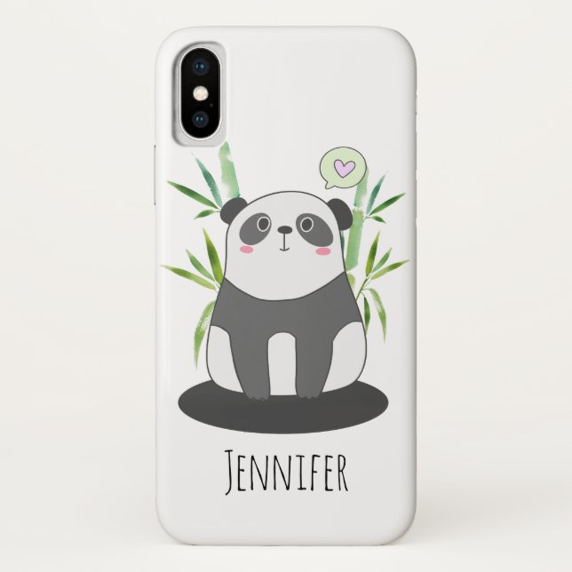Cute Black & White Panda in Bamboo Case-Mate iPhone Case (Back)