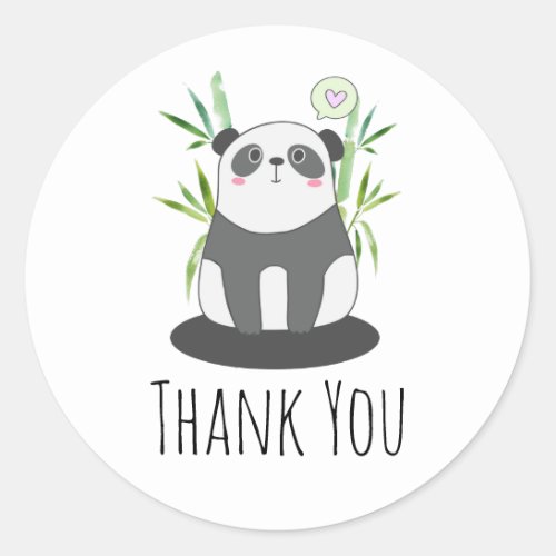 Cute Black  White Panda in Bamboo Classic Round Sticker