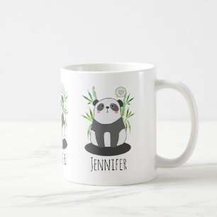 Cute Black & White Panda in Bamboo Coffee Mug
