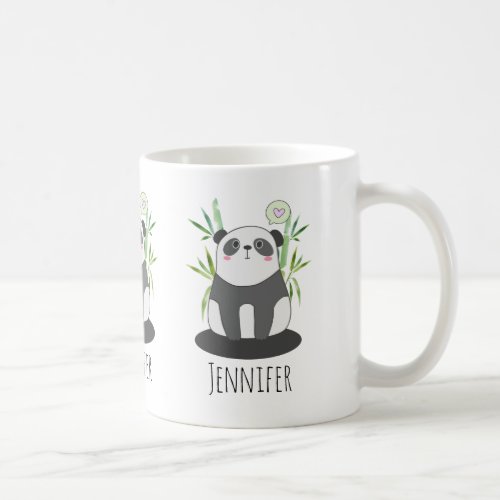 Cute Black  White Panda in Bamboo Coffee Mug