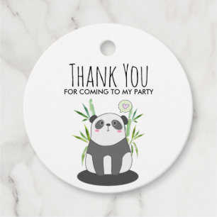 Cute Black & White Panda in Bamboo Favor Tags