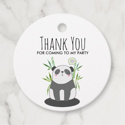 Cute Black  White Panda in Bamboo Favor Tags