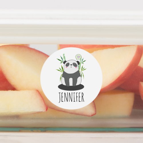 Cute Black  White Panda in Bamboo Kids Labels