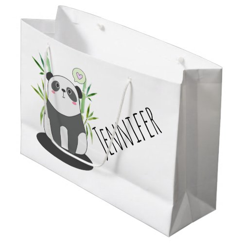 Cute Black  White Panda in Bamboo Large Gift Bag
