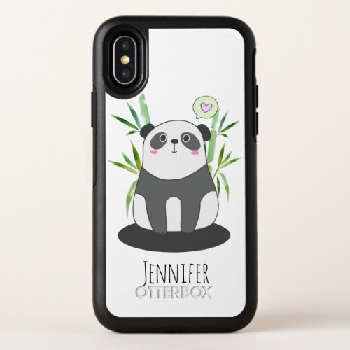 Cute Black  White Panda in Bamboo OtterBox Symmetry iPhone X Case