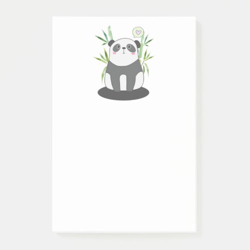 Cute Black  White Panda in Bamboo Post_it Notes