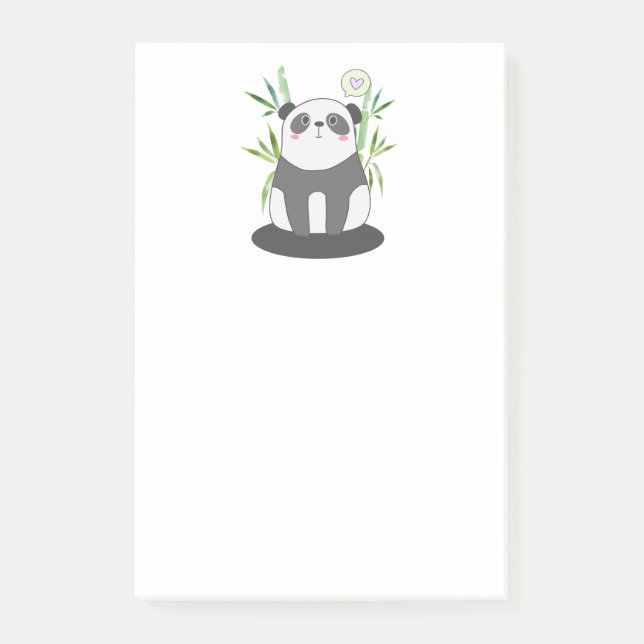 Cute Black & White Panda in Bamboo Post-it Notes (Front)