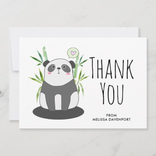 Cute Black  White Panda in Bamboo Thank You