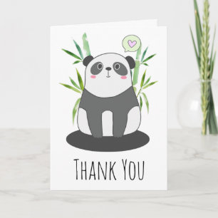 Cute Black & White Panda in Bamboo Thank You Card