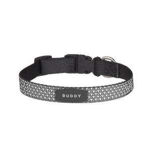 Cute Black White Pattern Personalized Dog Pet Collar