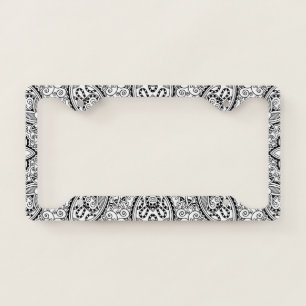 Cute black white patterns license plate frame