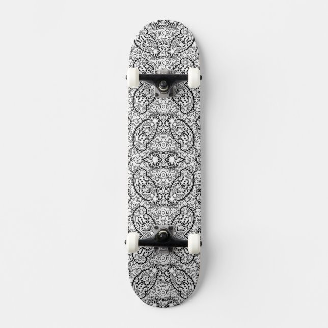 Cute black white patterns skateboard (Front)