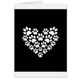Cute Black White Paw Print Cards