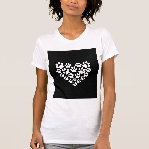 Cute Black White Paw Print T_Shirt