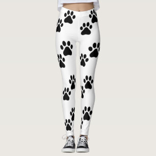 Cute black white Paw Prints Leggings