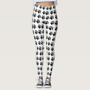 Cute black white Paw Prints Leggings