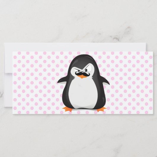 Cute Black White Penguin And Funny Mustache (Back)