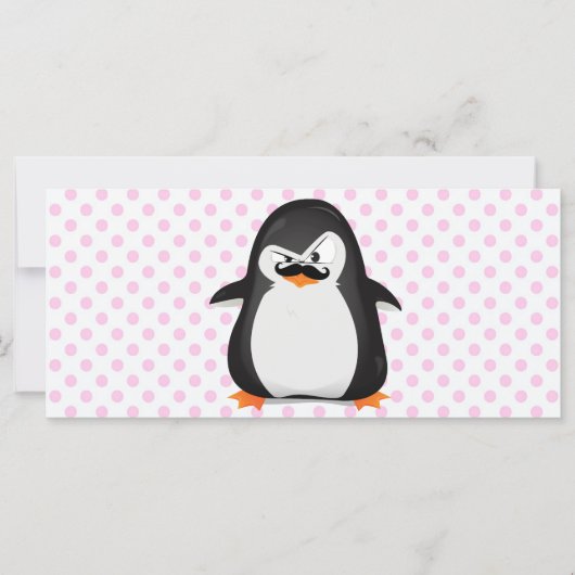 Cute Black White Penguin And Funny Mustache (Front)
